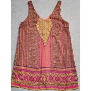 City Triangles Pink Orange Geometric Boho V-Neck Mini Dress XL